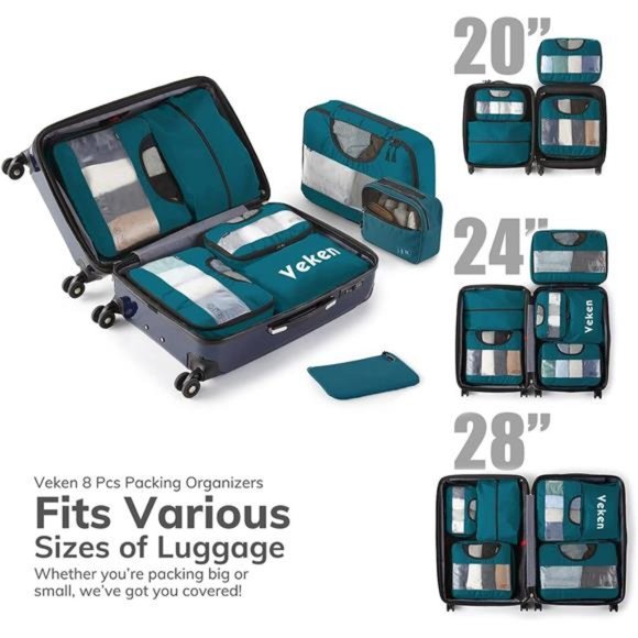 8Pcs Packing Cubes for Suitcases Organizer Bags Set for Travel Essentials Bags - Picture 2 of 7